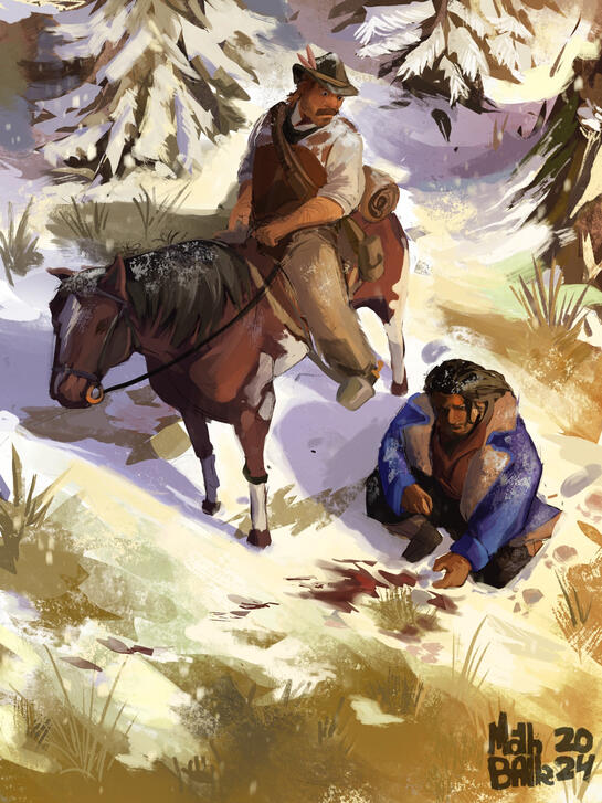 Illustration with 2 characters and detailed bg - $170